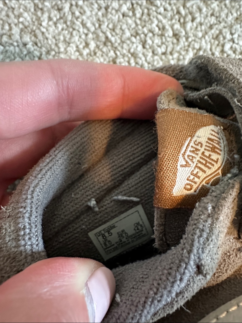 Vans Kids Taupe Suede Velcro Sneakers - Picture 7 of 8